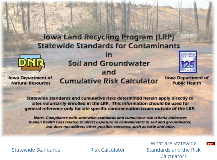 Iowa DNR Risk Calculator web screen image